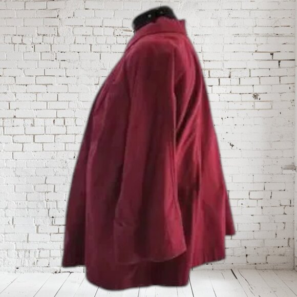 Vintage Avenue Plus Size Crop Jacket Maroon Coat - Picture 3 of 4